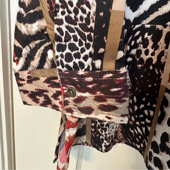 Allison Daley Shirt Button Up Animal Print Tan & Black Patchwork Size PXL - Picture 5 of 12